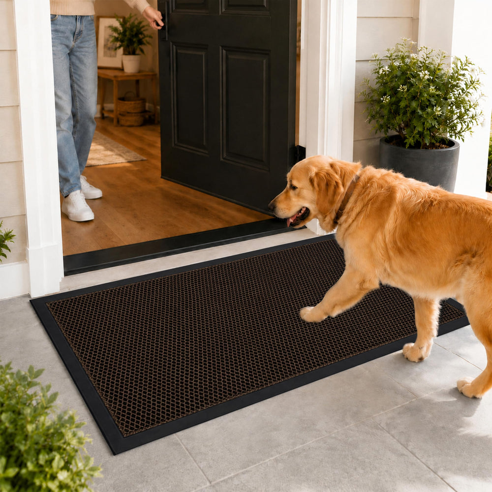 Mibao Meshy Mat Door Mat front view, brown, 36" x 17"
