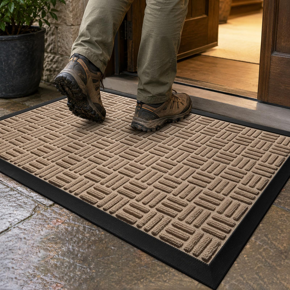 Mibao Outdoor Doormat 3' x 5'2" front view in beige