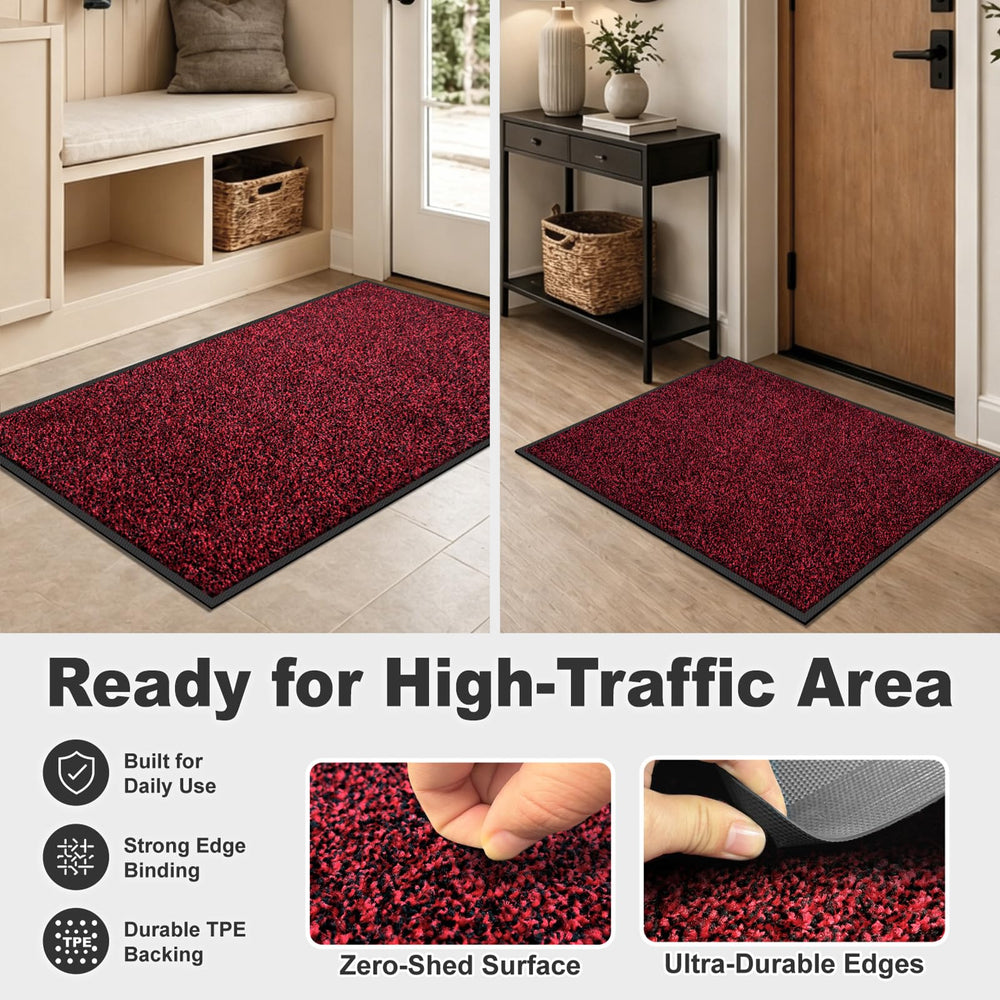 Mibao Super Absorbent Door Mat 72" x 24" red close-up of texture