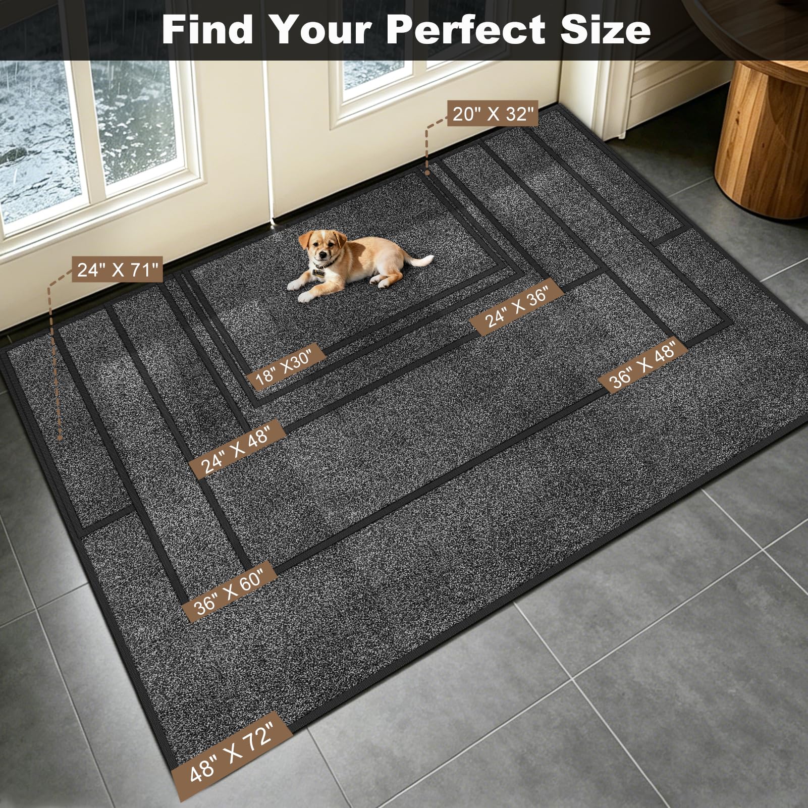 Mibao Super Absorbent Door Mat back view highlighting anti-slip rubber