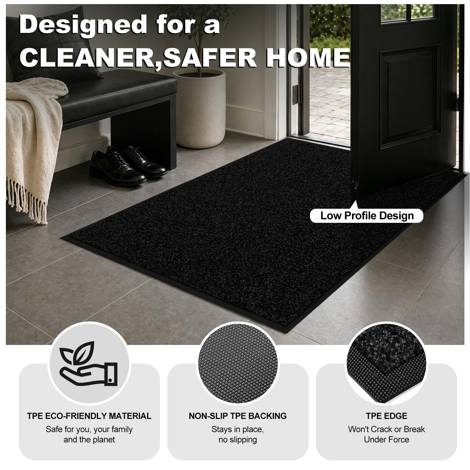 Mibao Super Absorbent Door Mat close-up of rubber backing