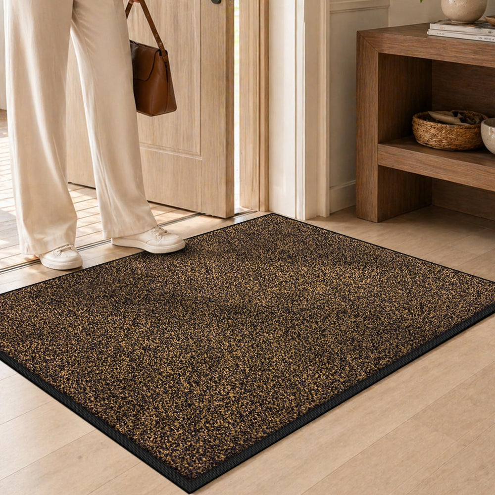 Mibao Super Absorbent Door Mat front view, brown, 29.5" x 17"
