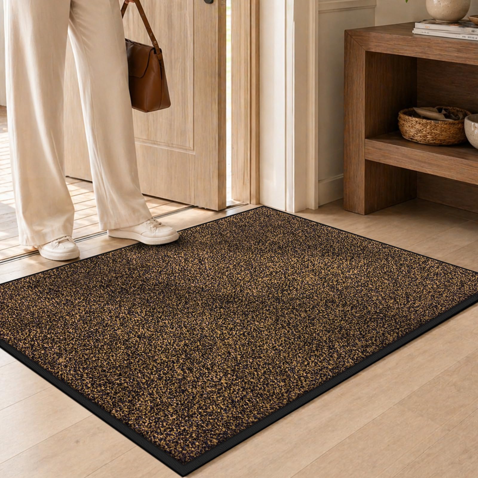 Mibao Super Absorbent Door Mat front view, brown color