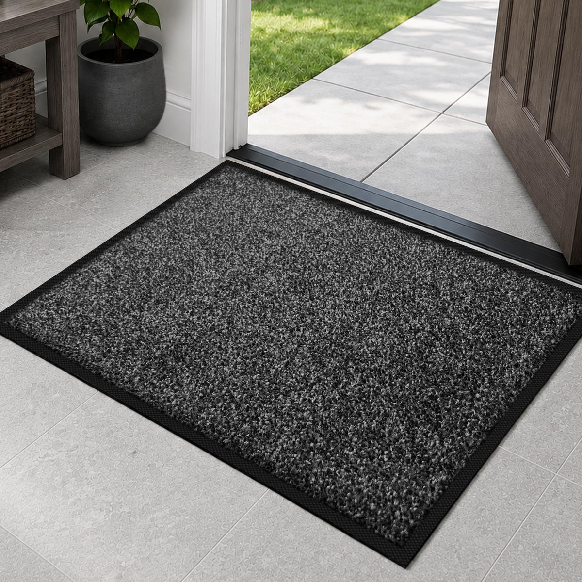Mibao Super Absorbent Door Mat front view in grey, showing texture