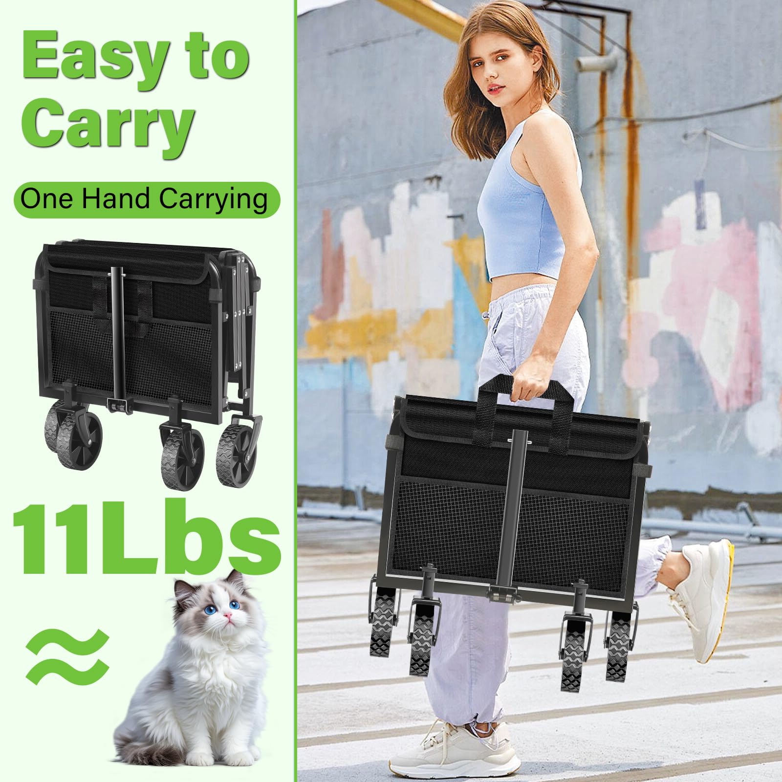 micieitie Collapsible Wagon Cart folded for storage