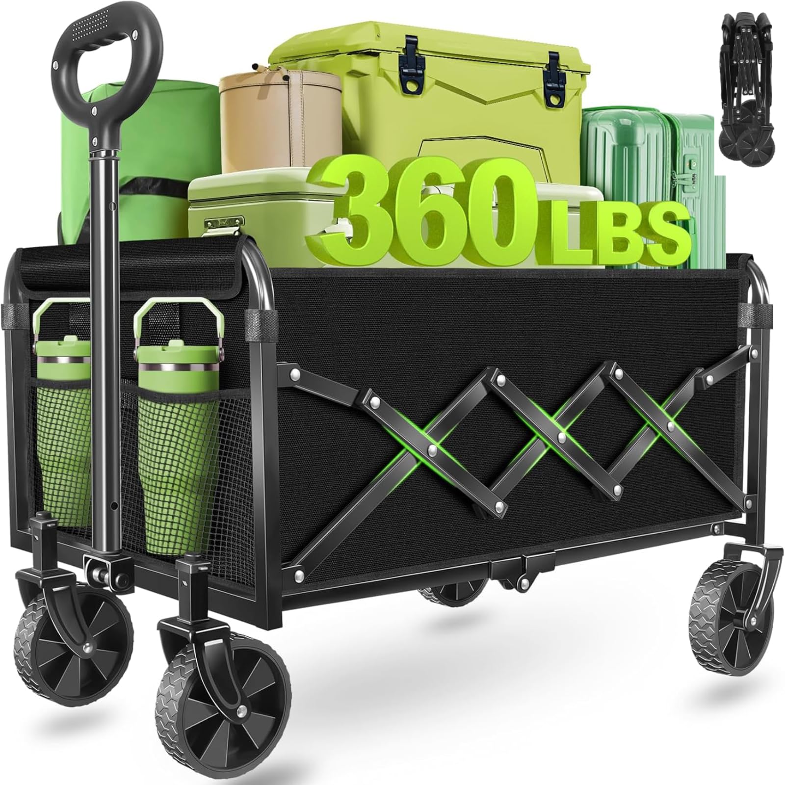 micieitie Collapsible Wagon Cart front view in green