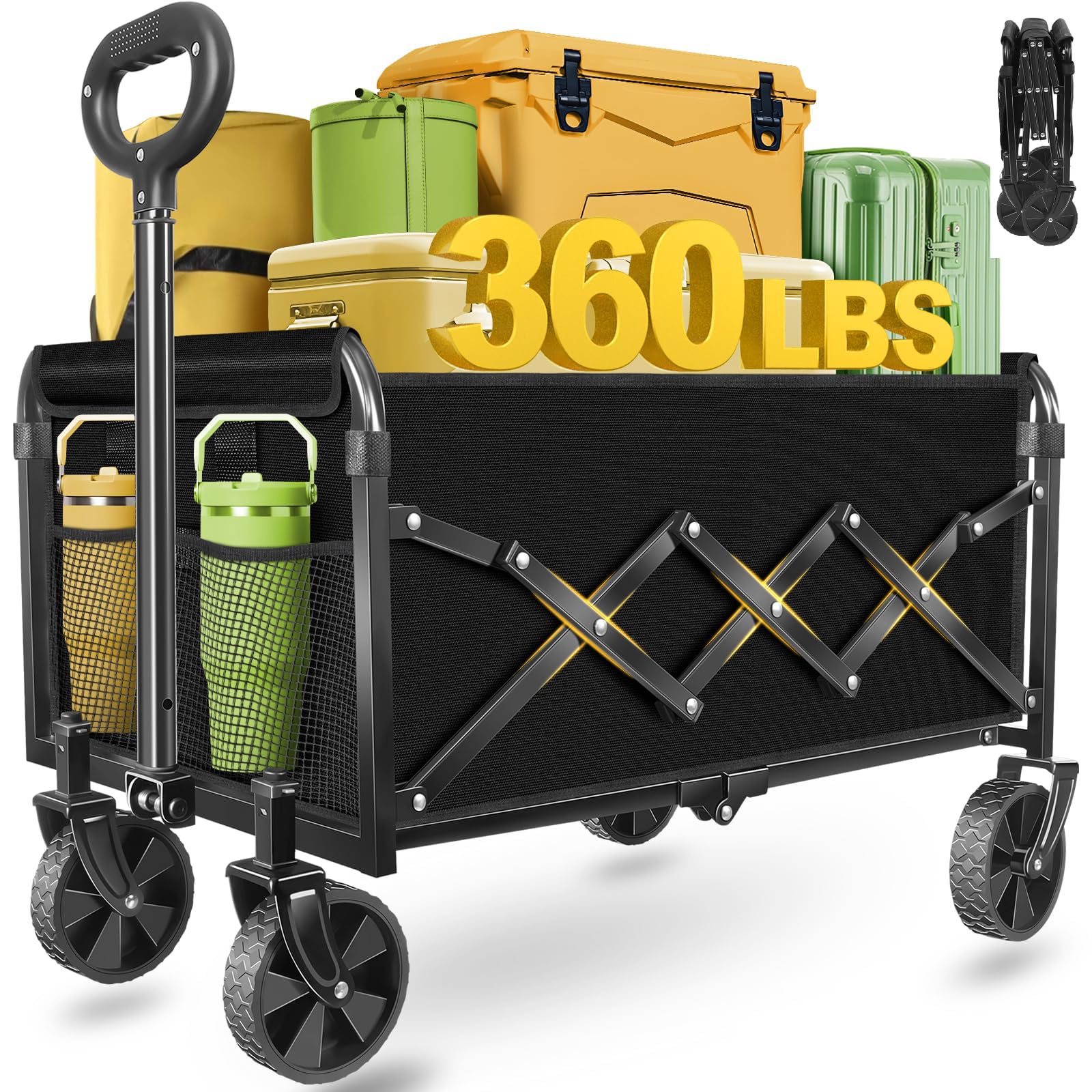 micieitie Collapsible Wagon Cart side view with wheels