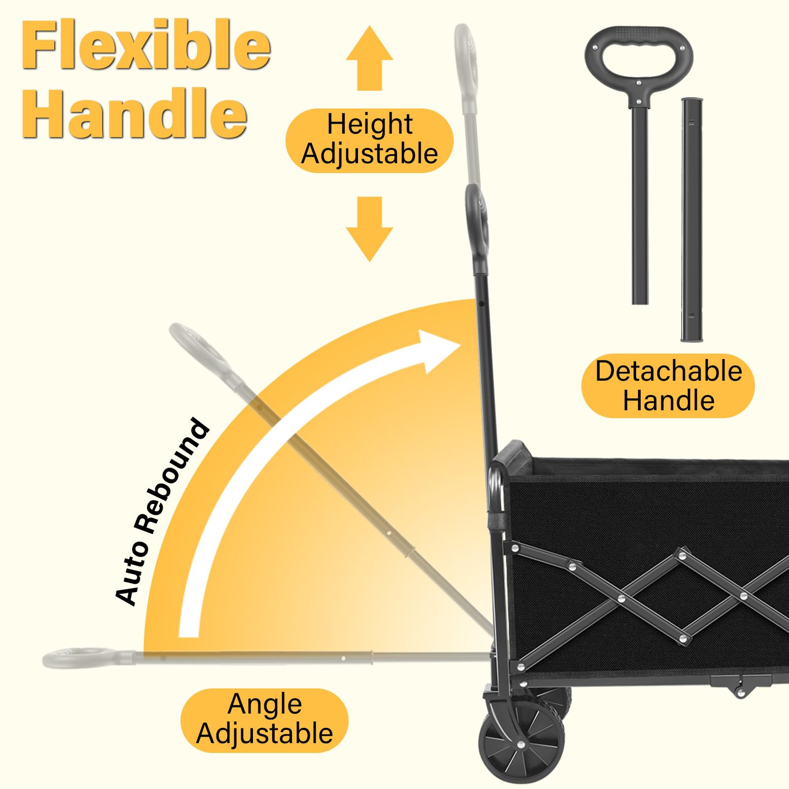 micieitie Collapsible Wagon Cart unfolded showing dimensions