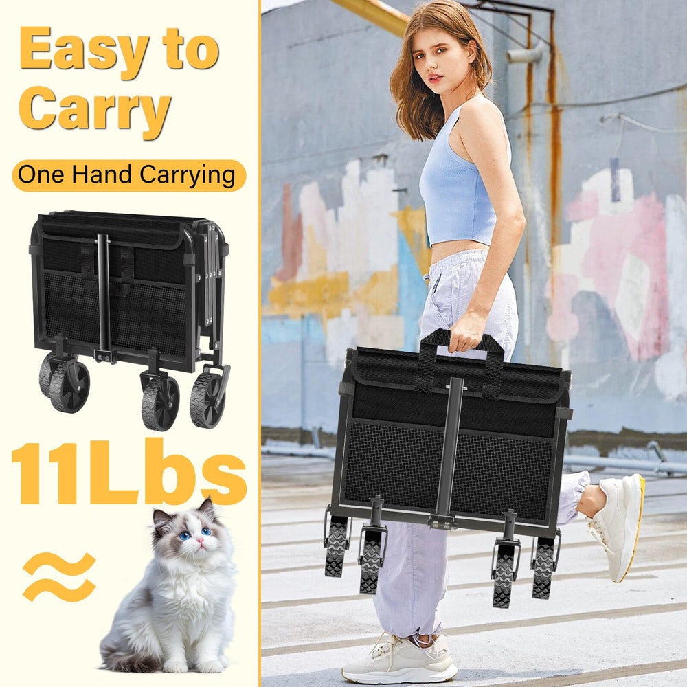 micieitie Collapsible Wagon Cart with a built-in cup holder
