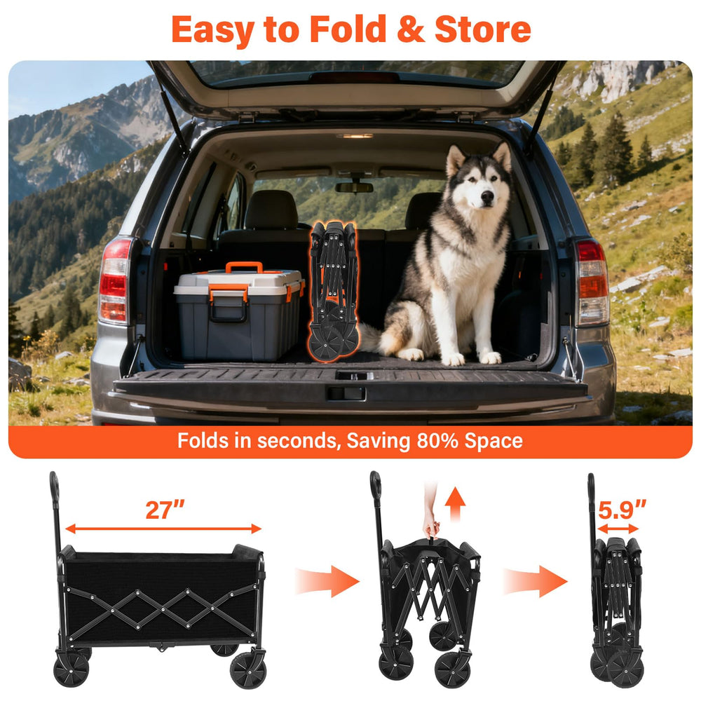 micieitie Foldable Wagon Cart folded for storage
