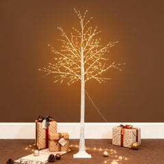 MICLIONLED 6FT White Firefly Tree front view with warm white LEDs