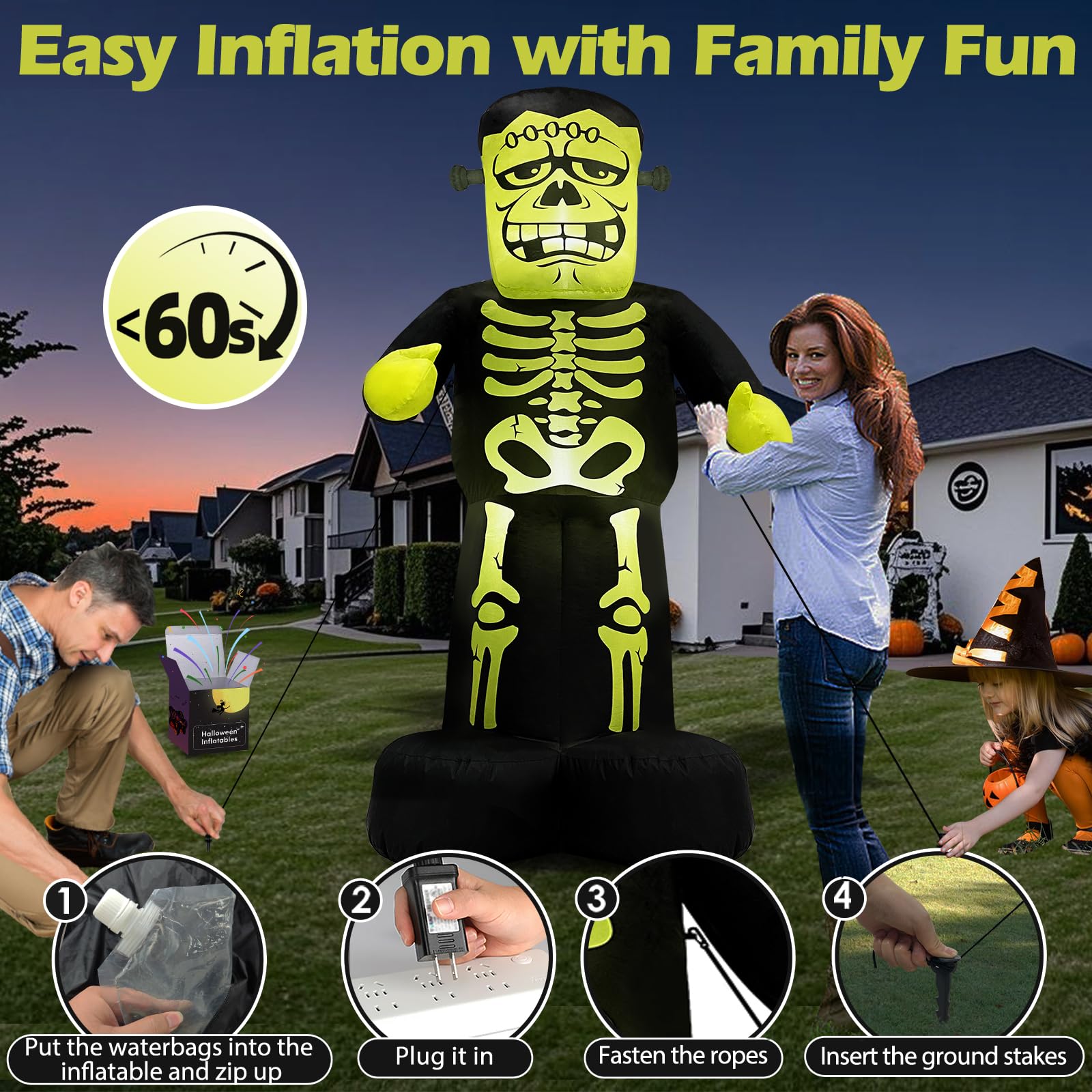 MICOCAH 7FT Frankenstein inflatable in the backyard
