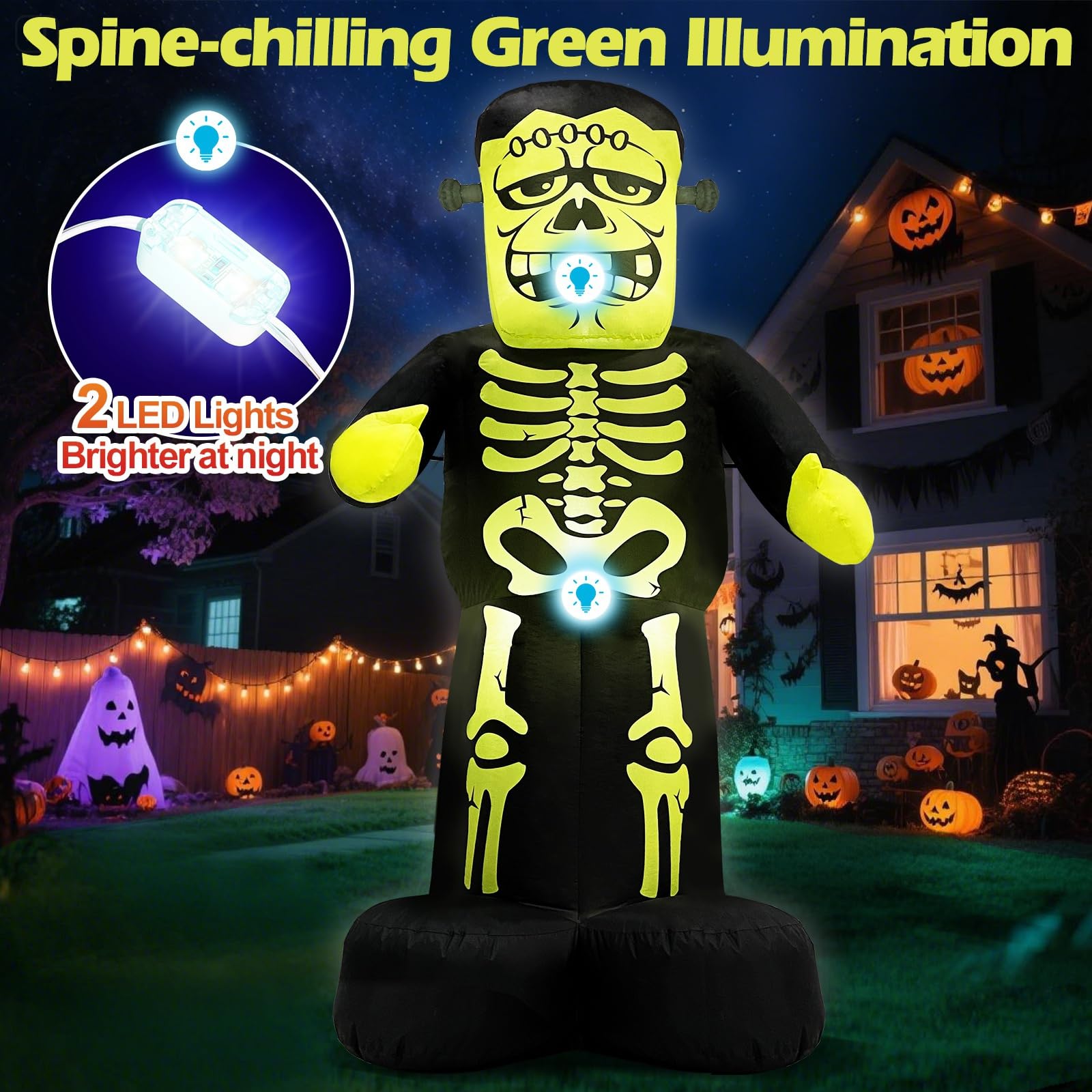 MICOCAH 7FT Frankenstein inflatable stable during rain