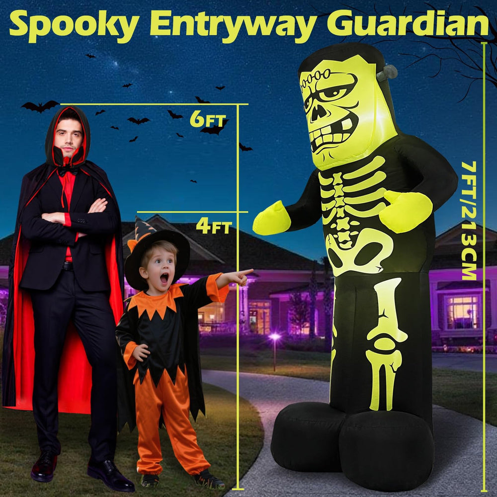 MICOCAH 7FT Frankenstein inflatable with glowing LEDs at night