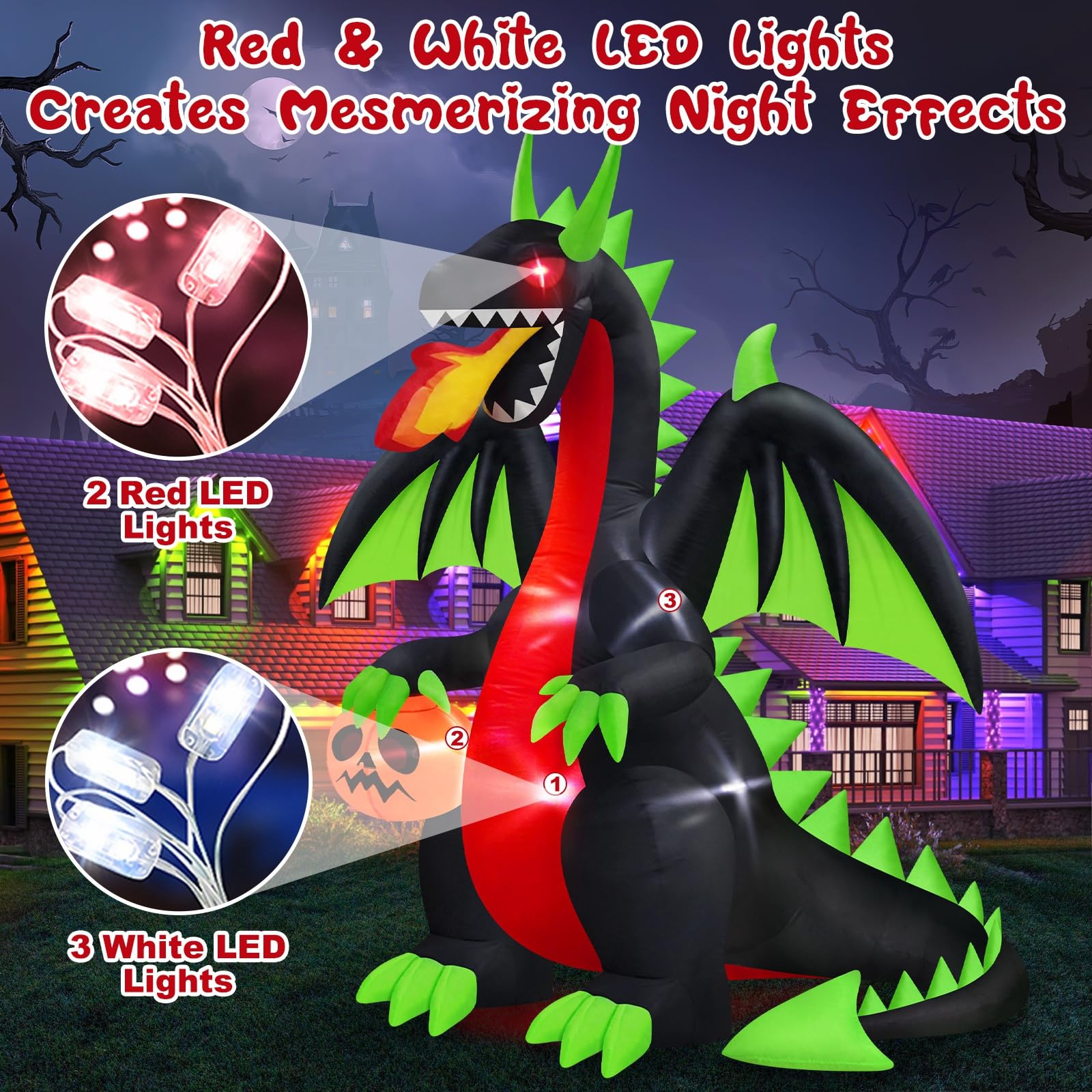 MICOCAH Halloween dragon with pumpkin detail
