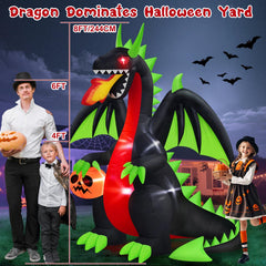 MICOCAH inflatable dragon setup in a garden