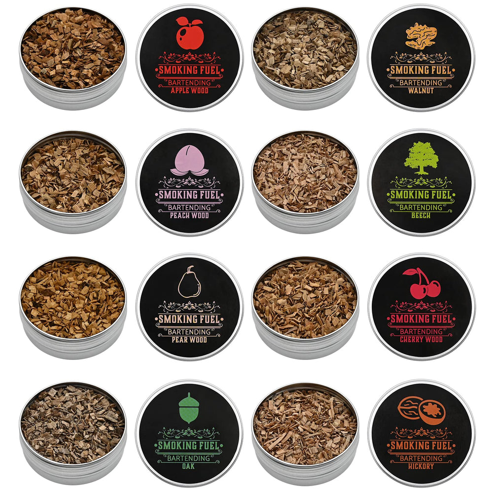Micovay Smoking Wood Chips set with eight flavour tins