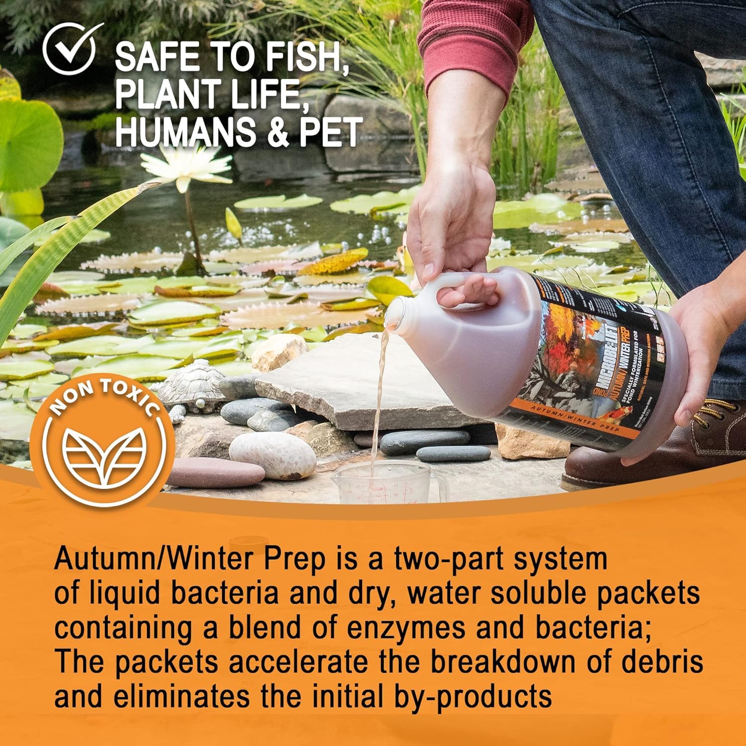 MICROBE-LIFT Autumn/Winter Prep bottle side view with packets