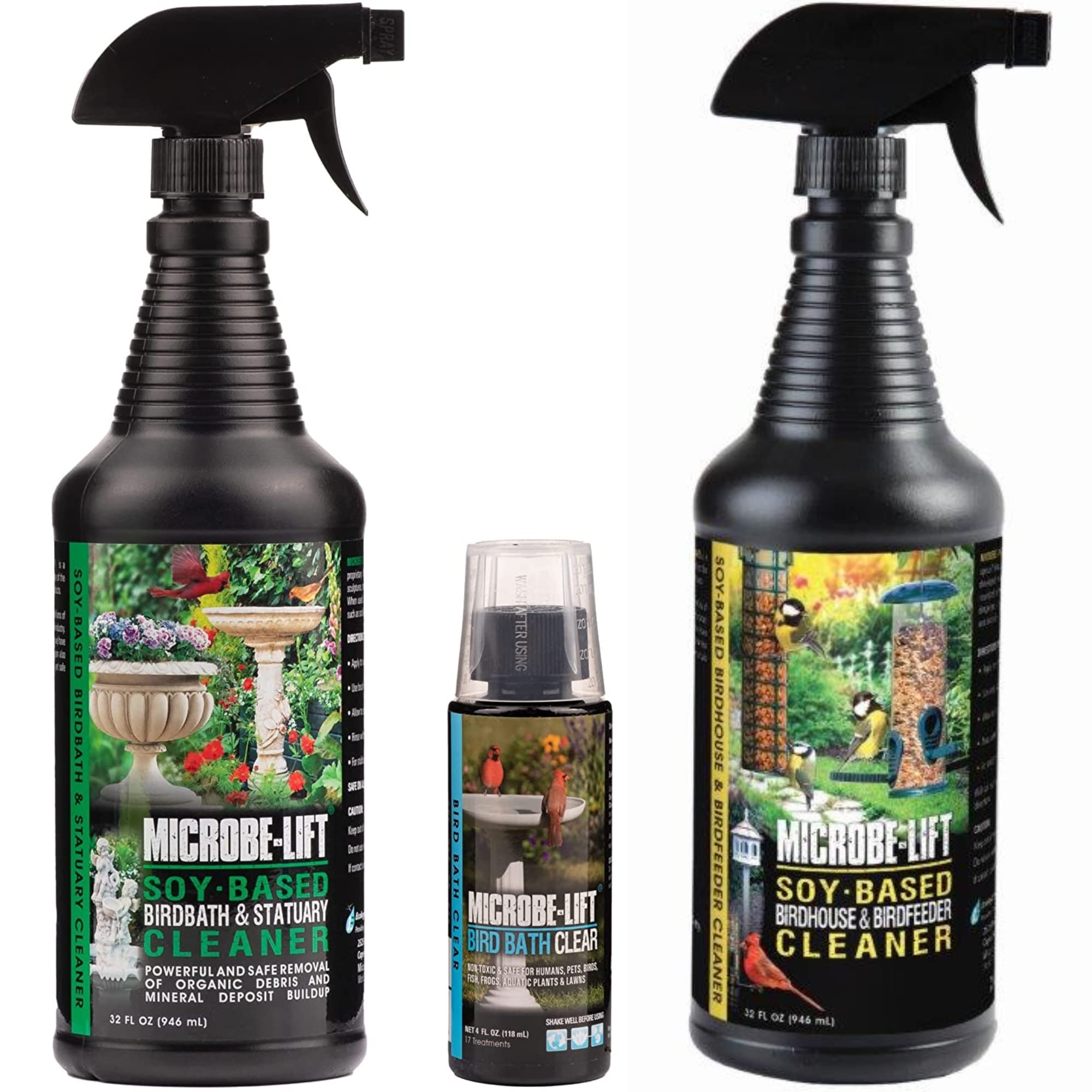 MICROBE-LIFT Bird Bath Cleaner Bundle with three bottles including 4 oz and 32 oz
