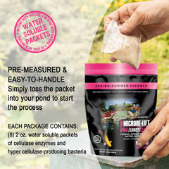 MICROBE-LIFT pond cleaner in a garden setting