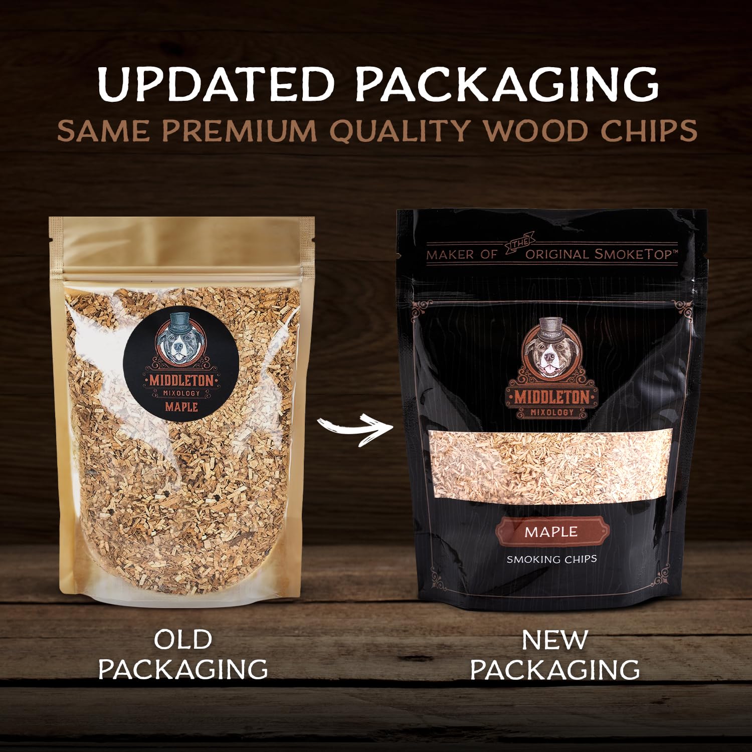 Middleton Mixology SmokeTop 4oz Cocktail Smoker Chips bulk bag side view