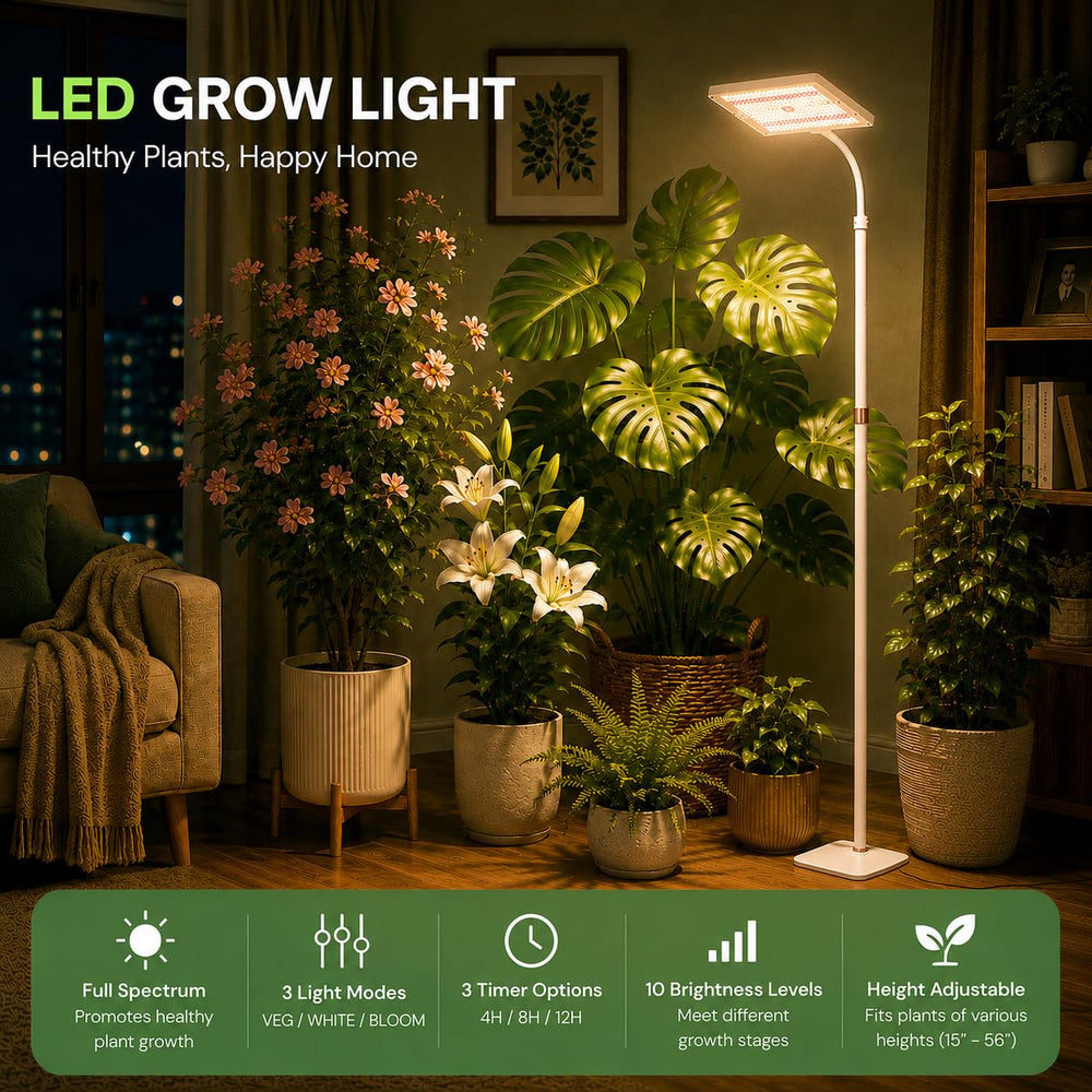 MIEEMCLUX 25W LED Grow Light side view showing height adjustment