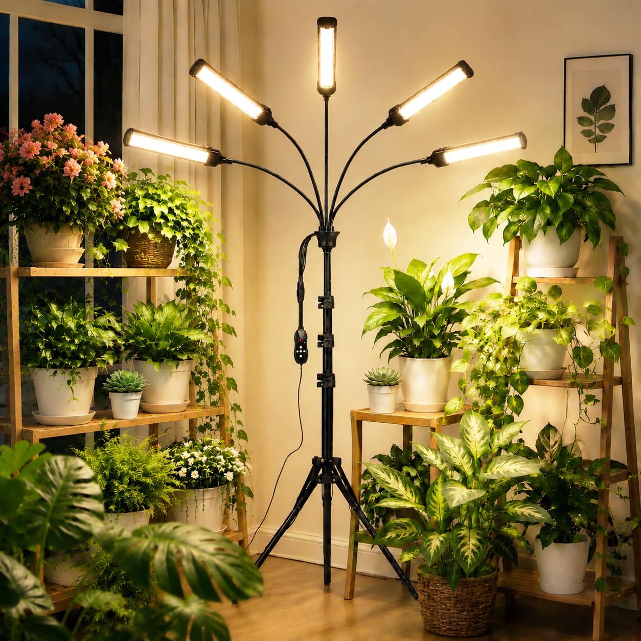 MIEEMCLUX LED Grow Light with 5 heads and black finish