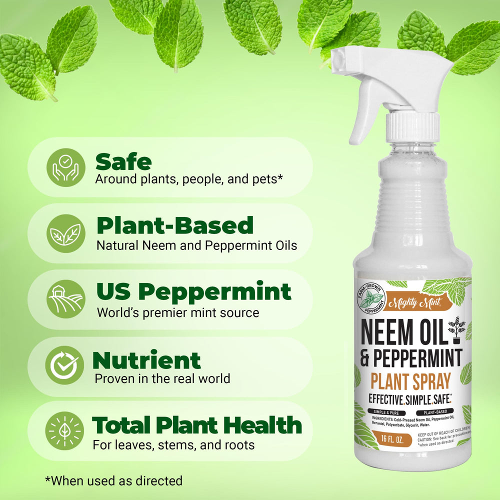 Mighty Mint Neem Oil & Peppermint Plant Nutrient Spray with spray nozzle