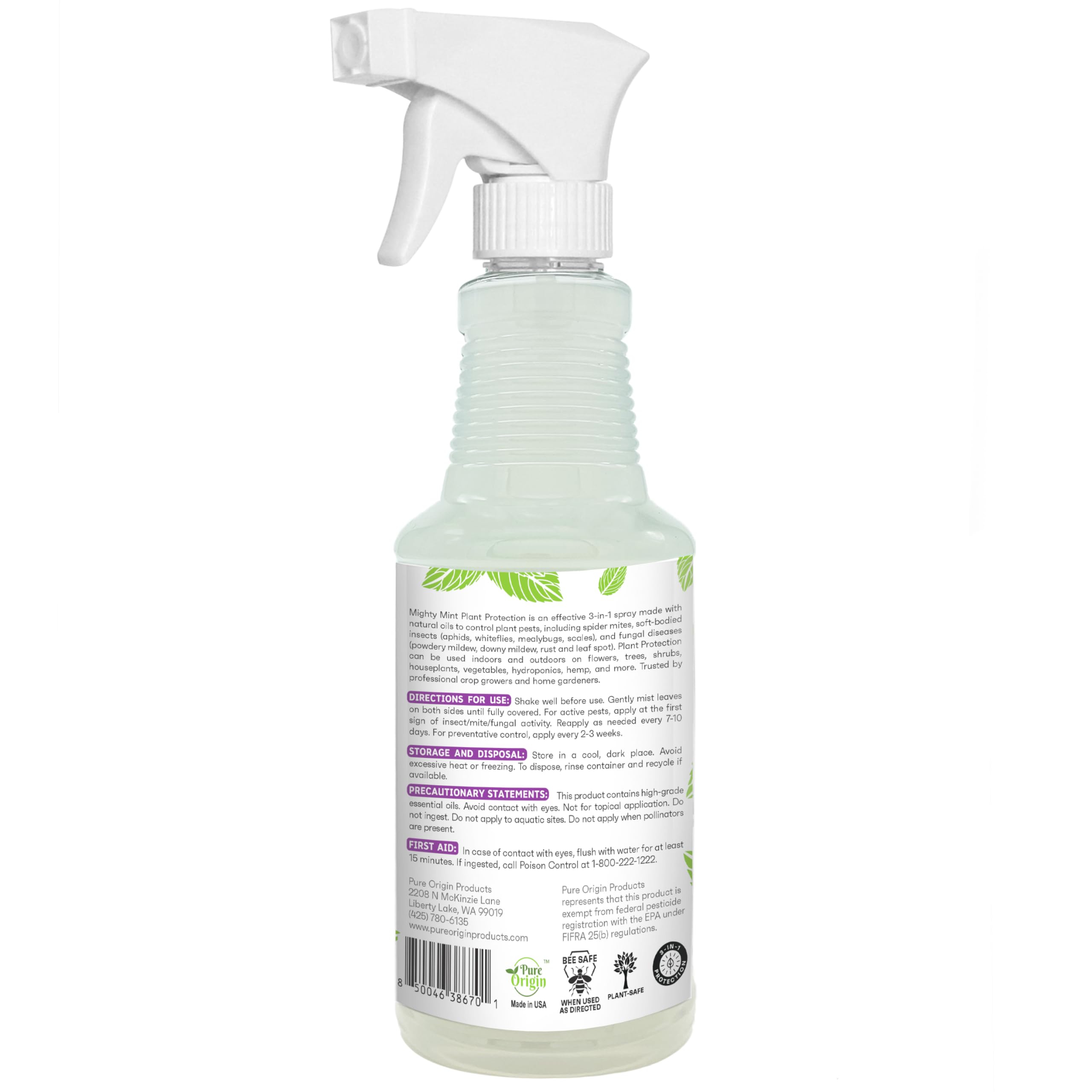 Mighty Mint Peppermint Oil Plant Protection Spray displayed outdoors in a garden