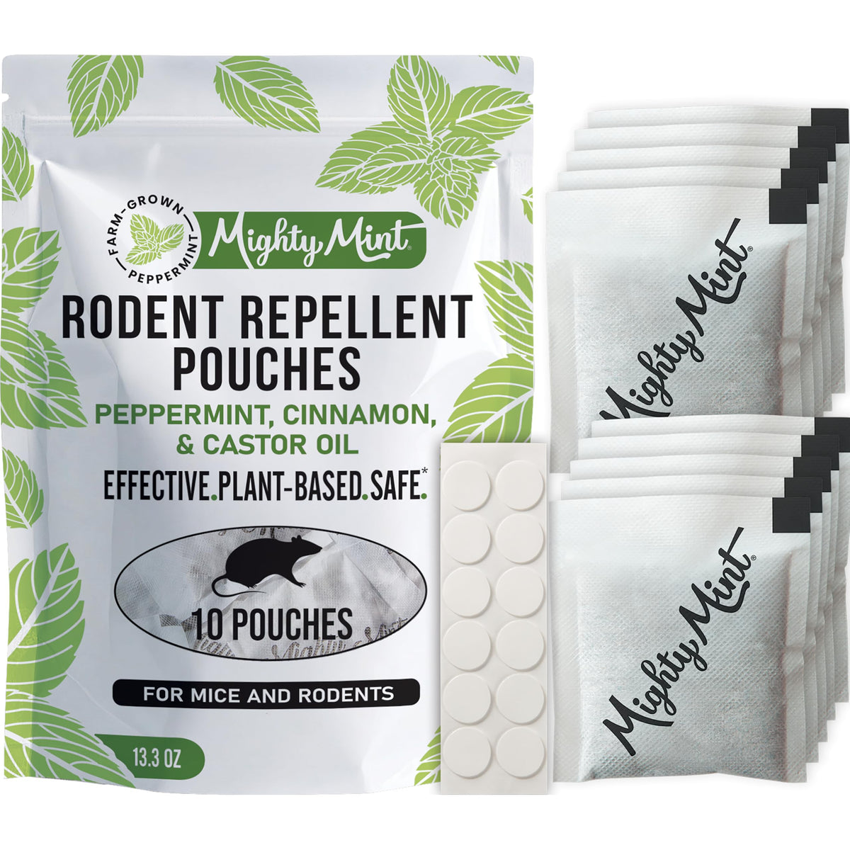 Mighty Mint Rodent Repellent Pouches front view, 10 count
