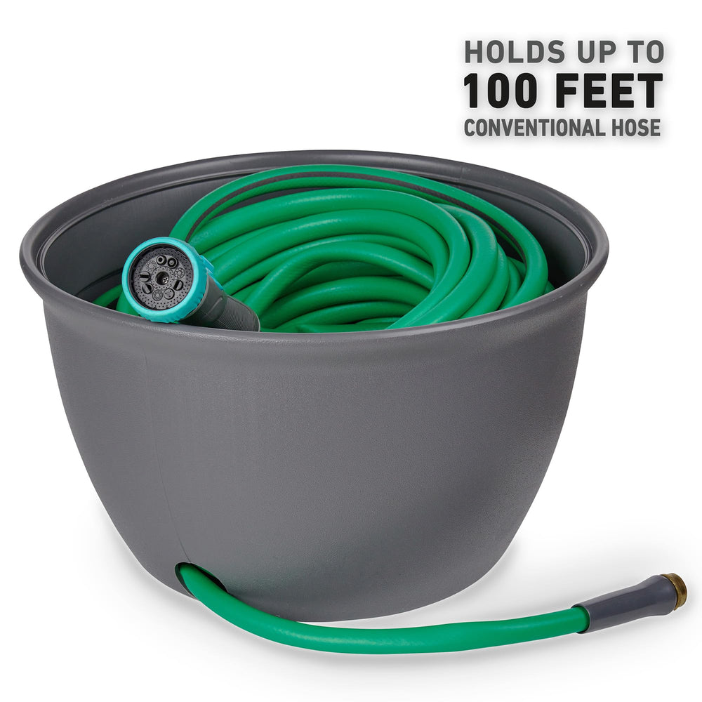 Mighty Tuff Decorative Hose Pot in garden setting