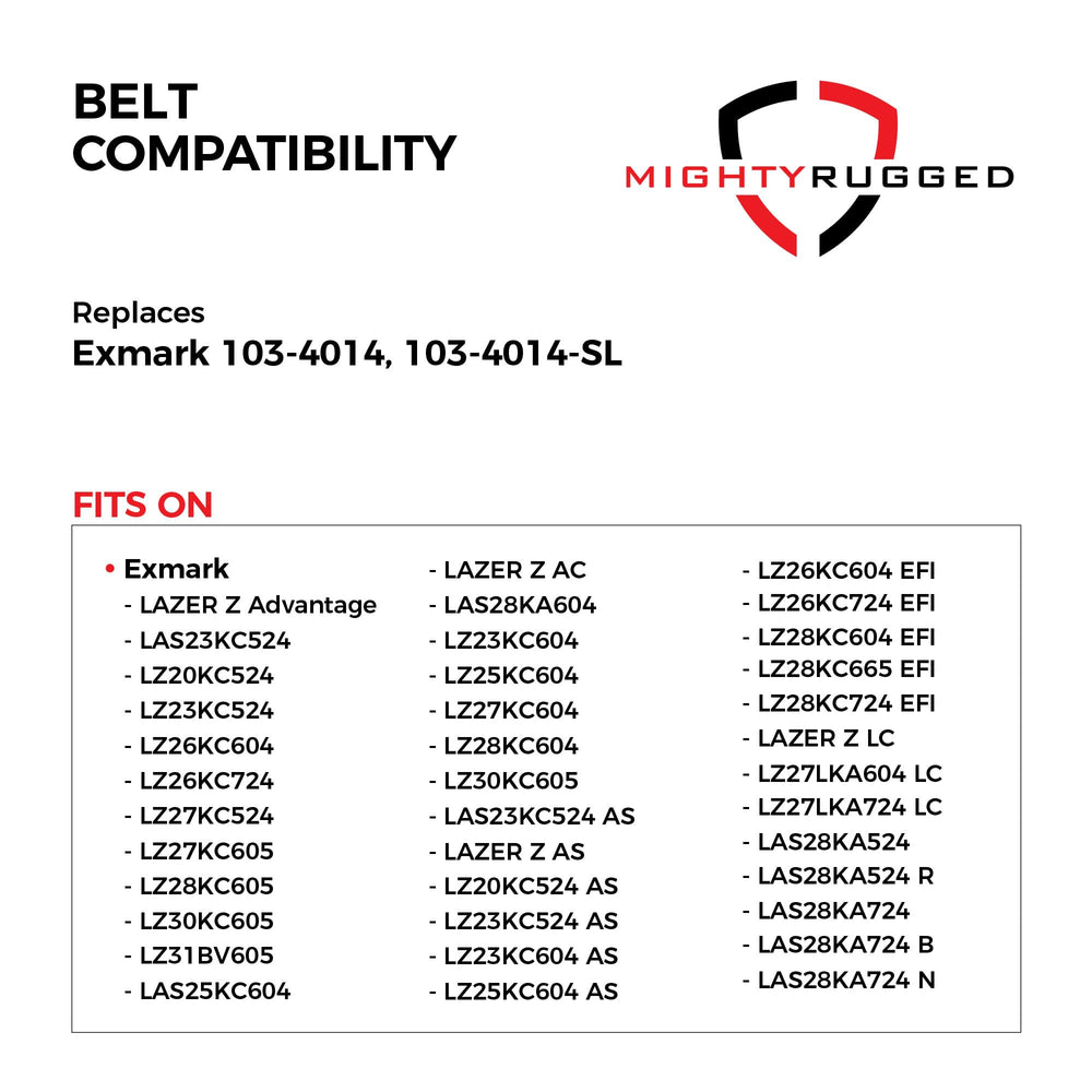 MightyRugged 103-4014 replacement belt showing Aramid cord material