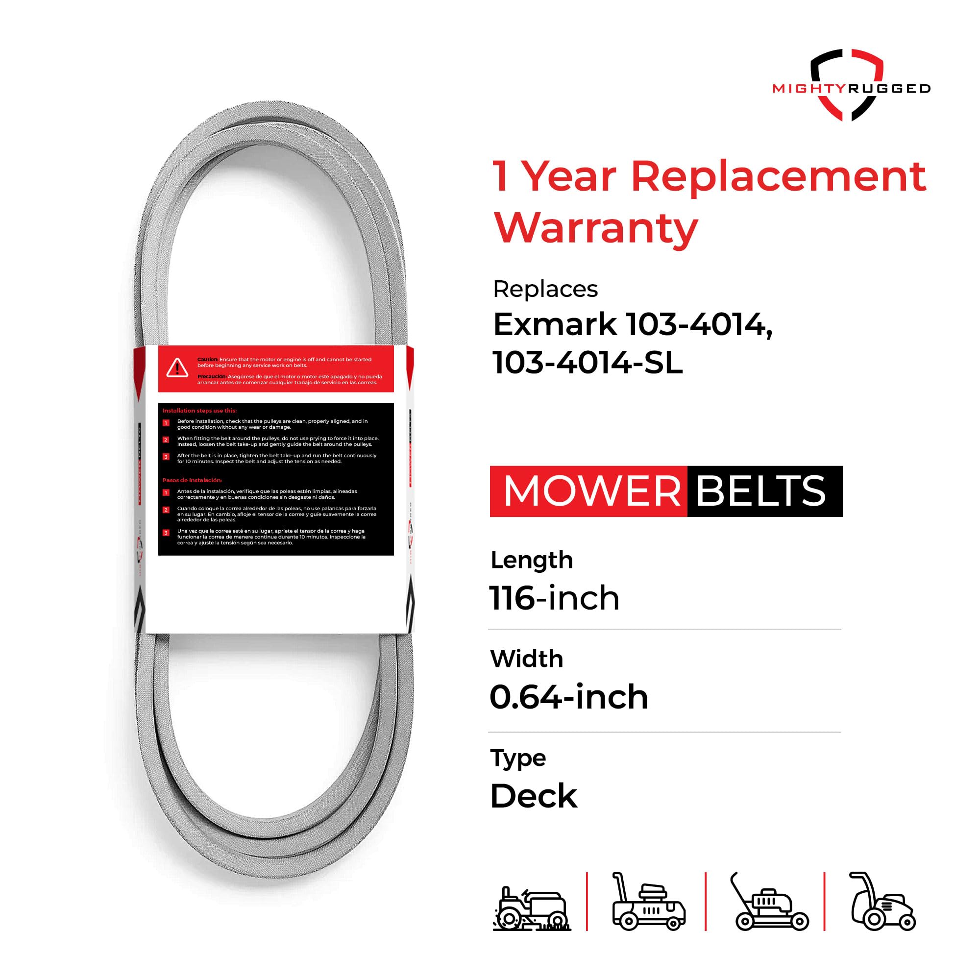 MightyRugged 103-4014 replacement belt side view