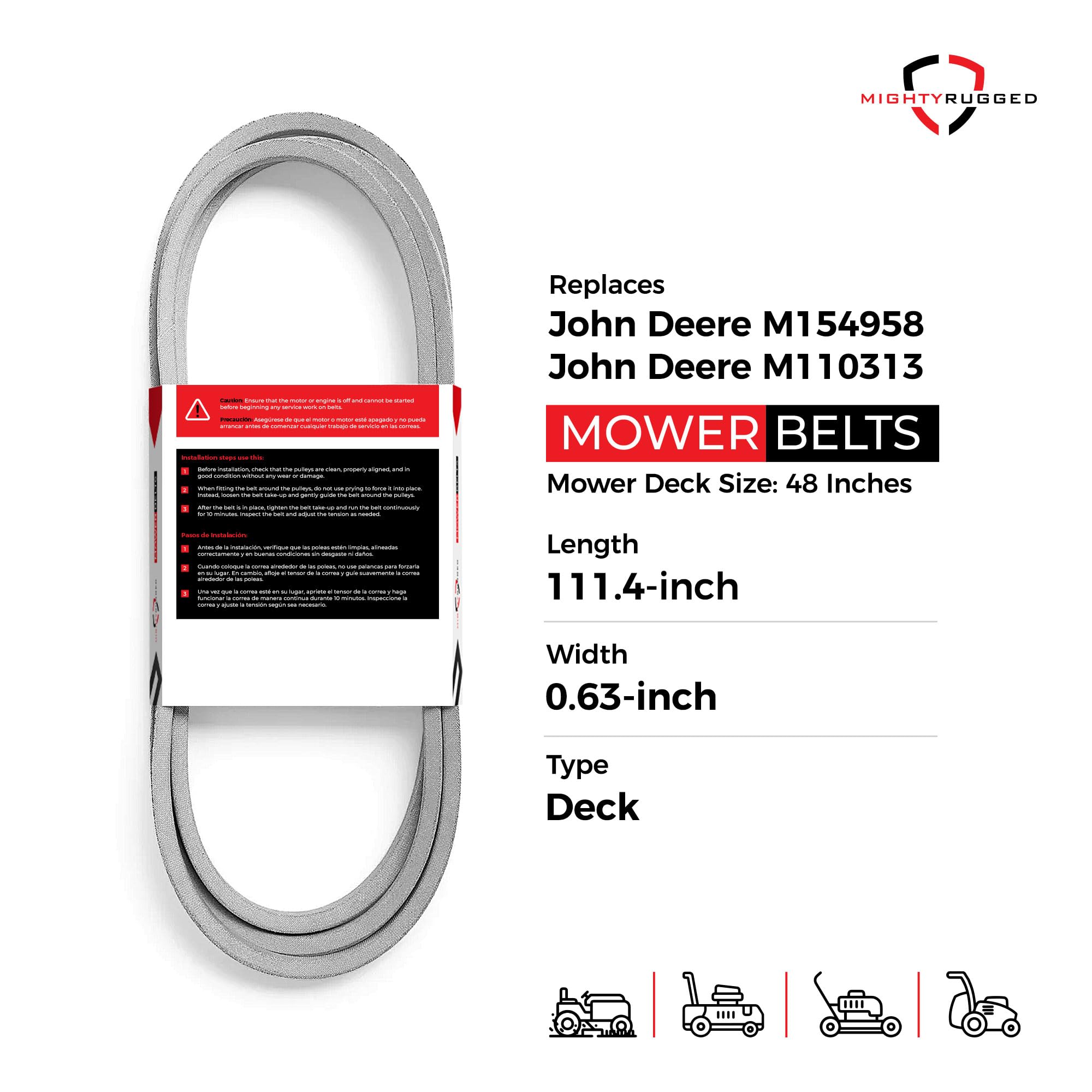 MightyRugged 48C deck belt in packaging