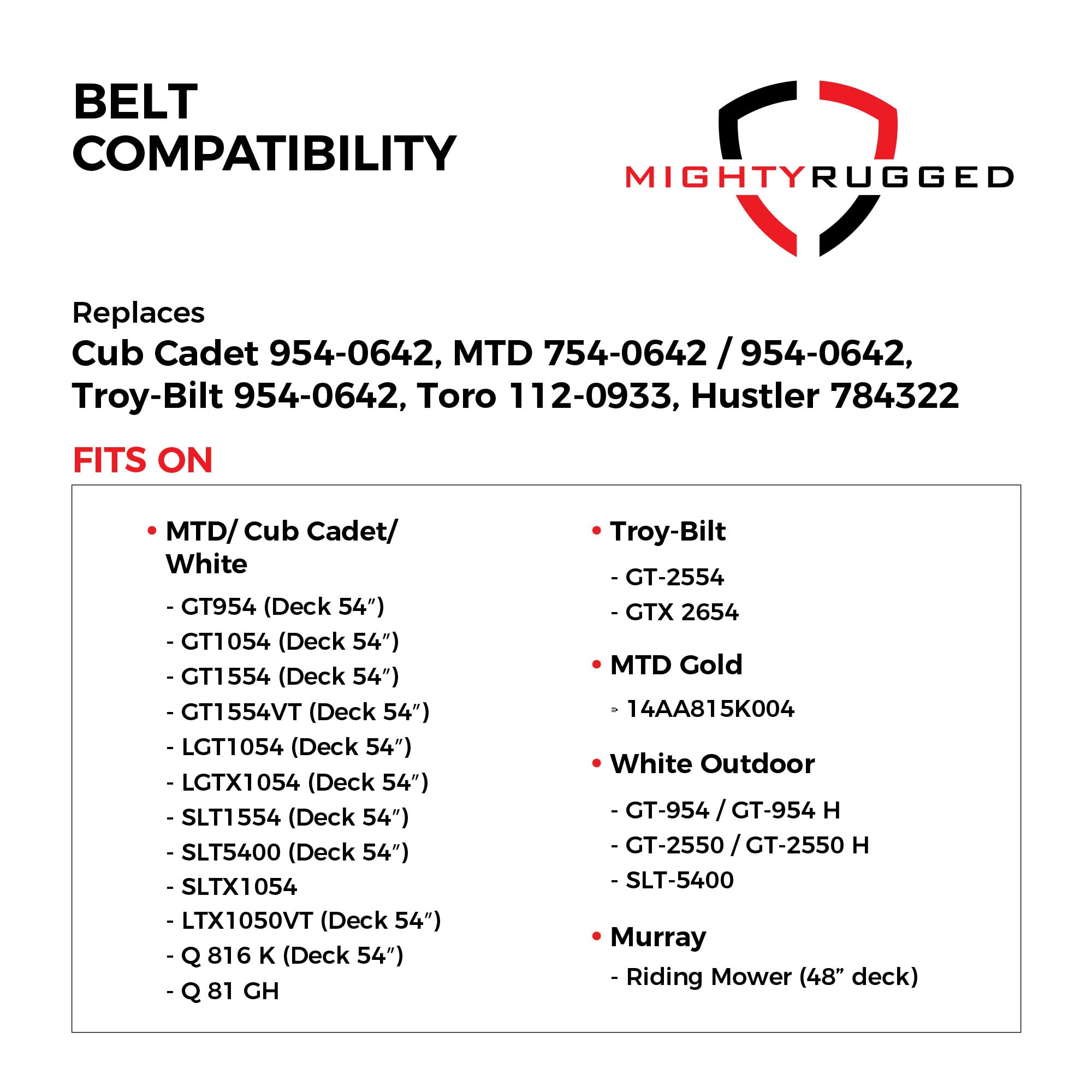 MightyRugged Cub Cadet Replacement Belt side view
