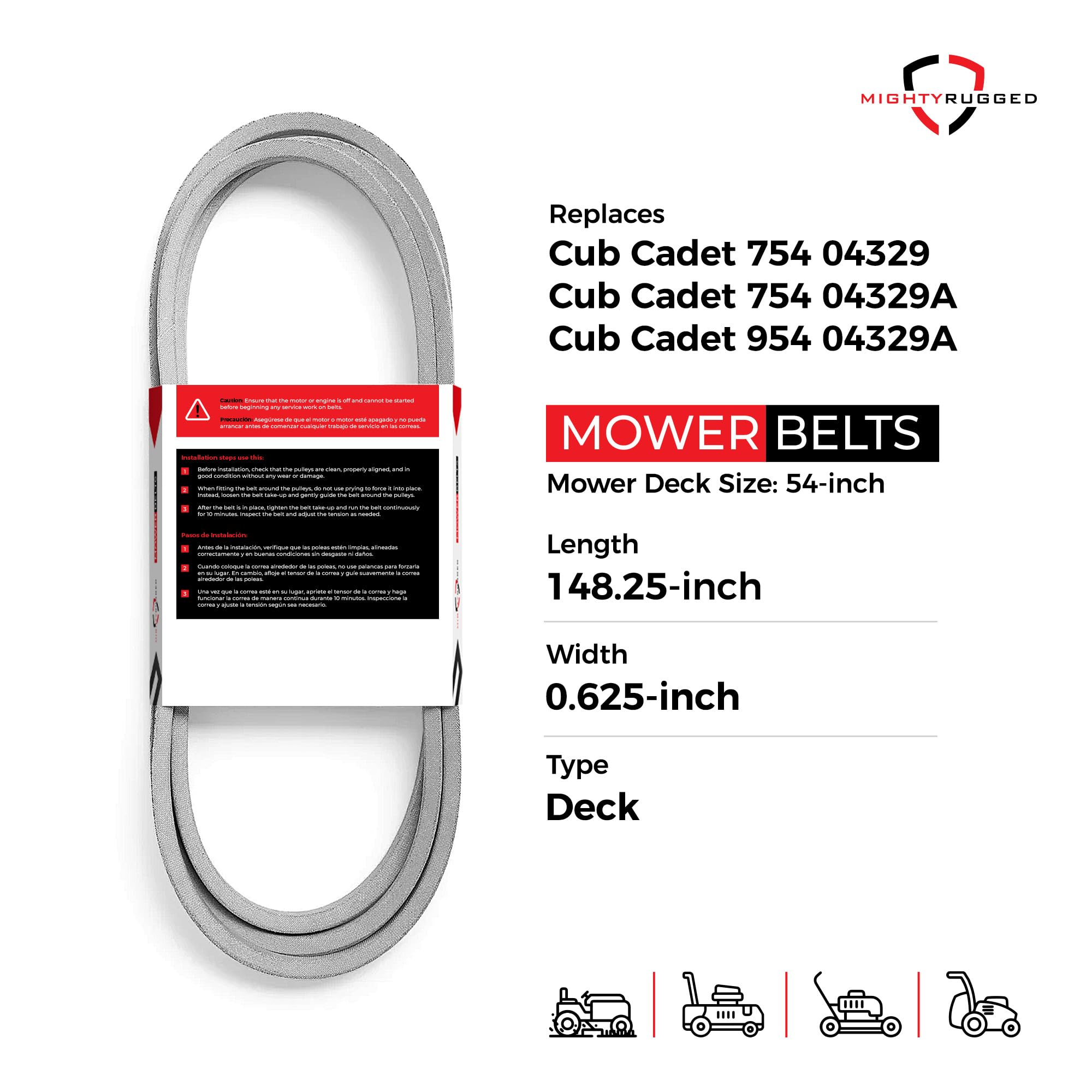 MightyRugged Deck Belt 148.25 inches side view