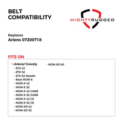 MightyRugged drive belt dimensions 57 inches long and 0.50 inches wide