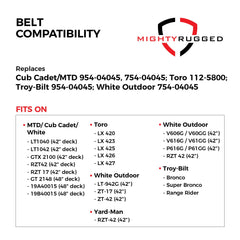 MightyRugged replacement belt 109" x 1/2" dimensions