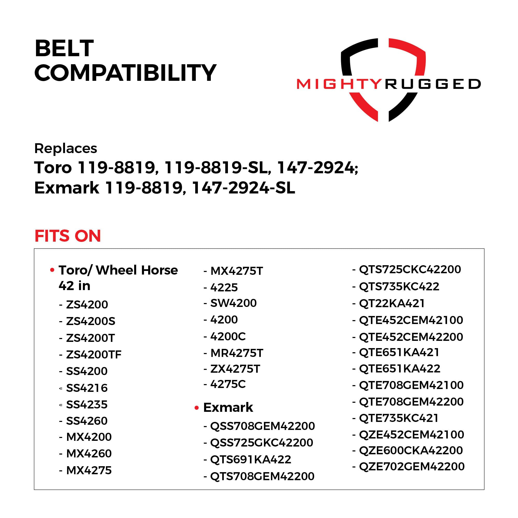 MightyRugged Toro Replacement Belt 113" packaging