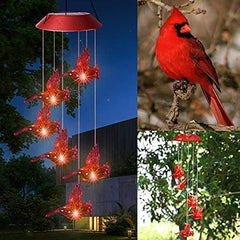 Milcraft Solar Cardinal Red Bird Wind Chime front view