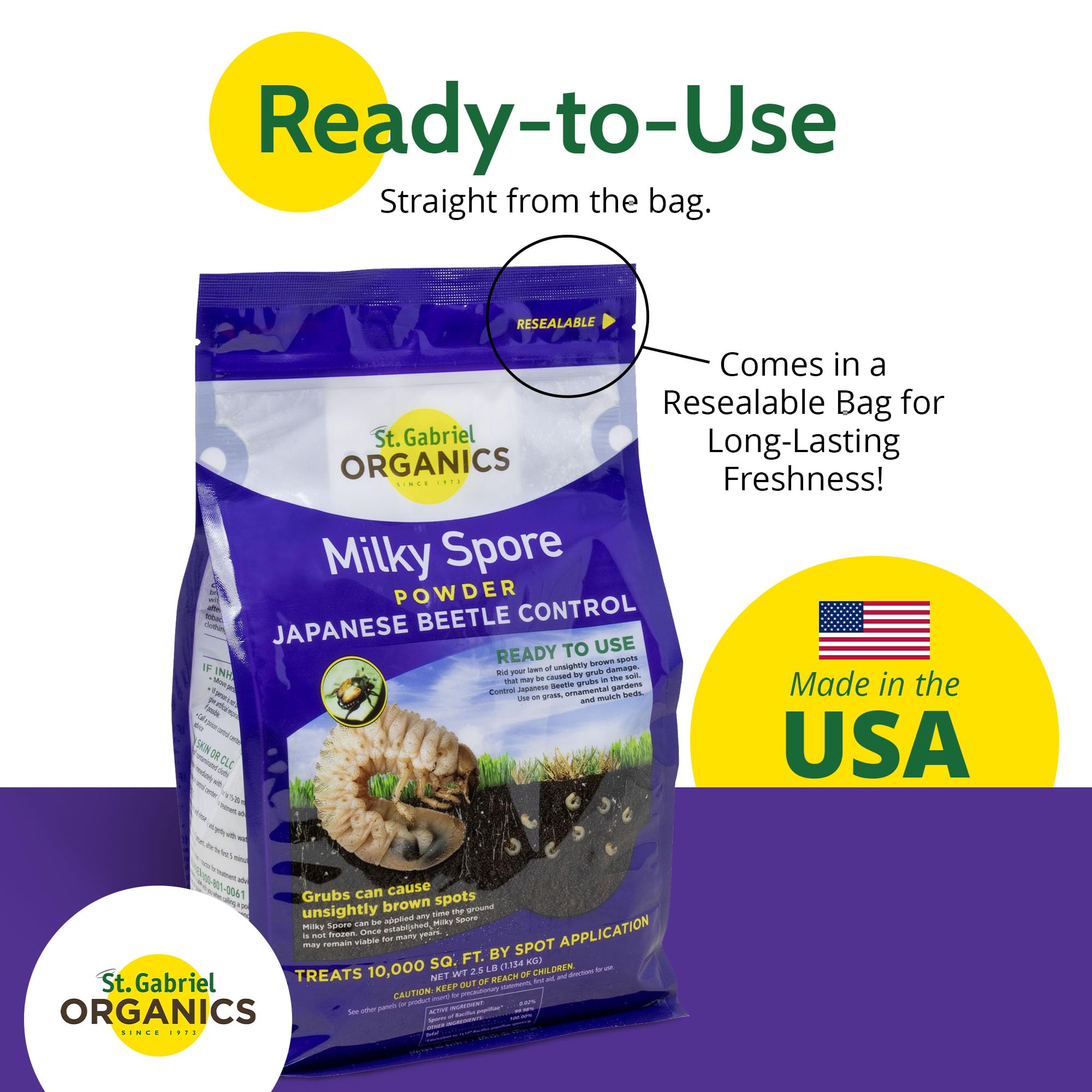 Milky Spore Powder Grub Control being used in a backyard