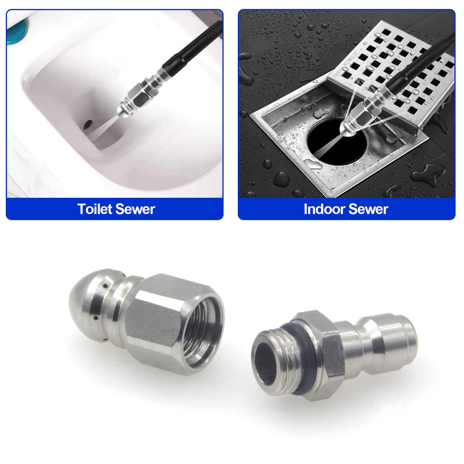 Millie Pressure Washer Sewer Jetter Nozzle packaging with product details