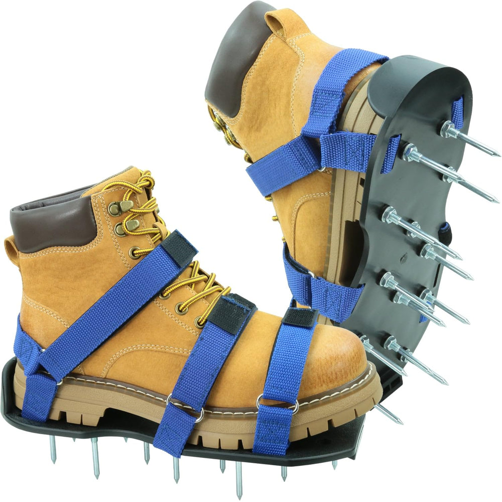 MILLUXXi Lawn Aerator Shoes front view with blue straps