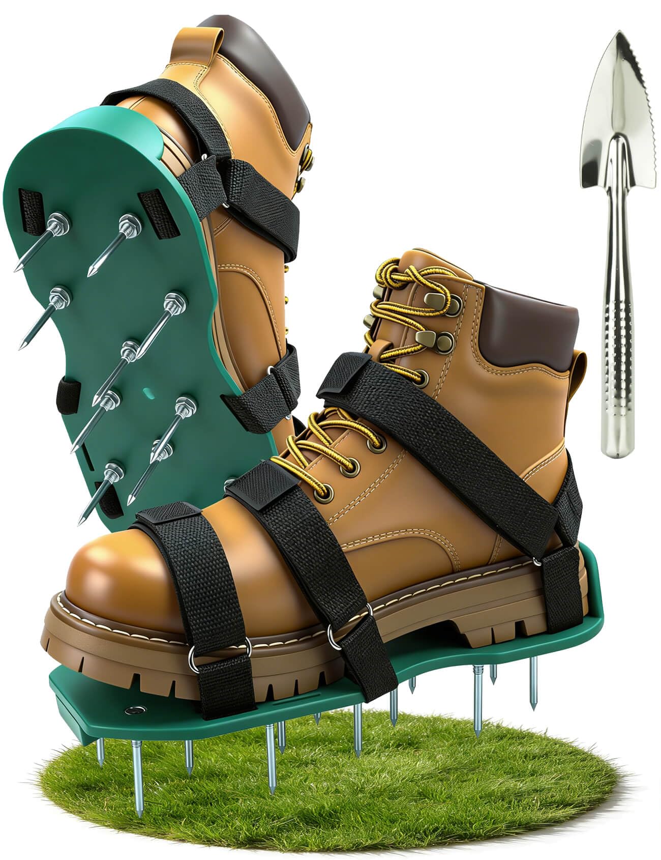 MILLUXXi Lawn Aerator Shoes front view with dual straps