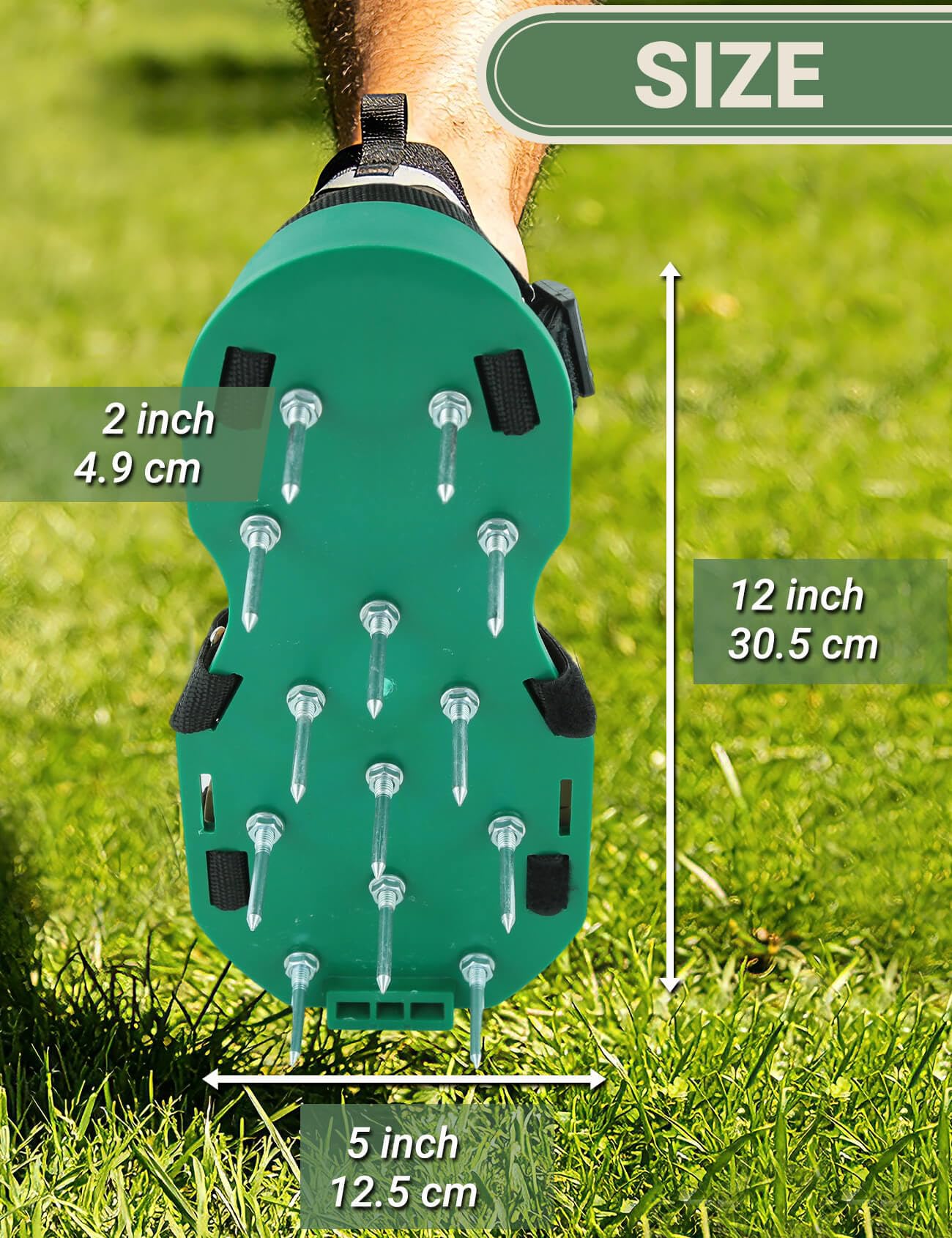 MILLUXXi Lawn Aerator Shoes with grass background