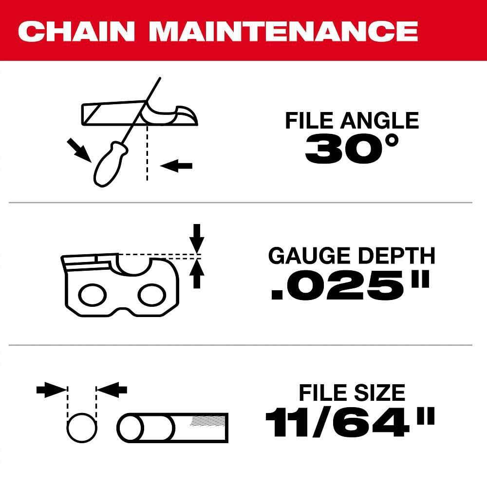Milwaukee 16-inch replacement saw chain details