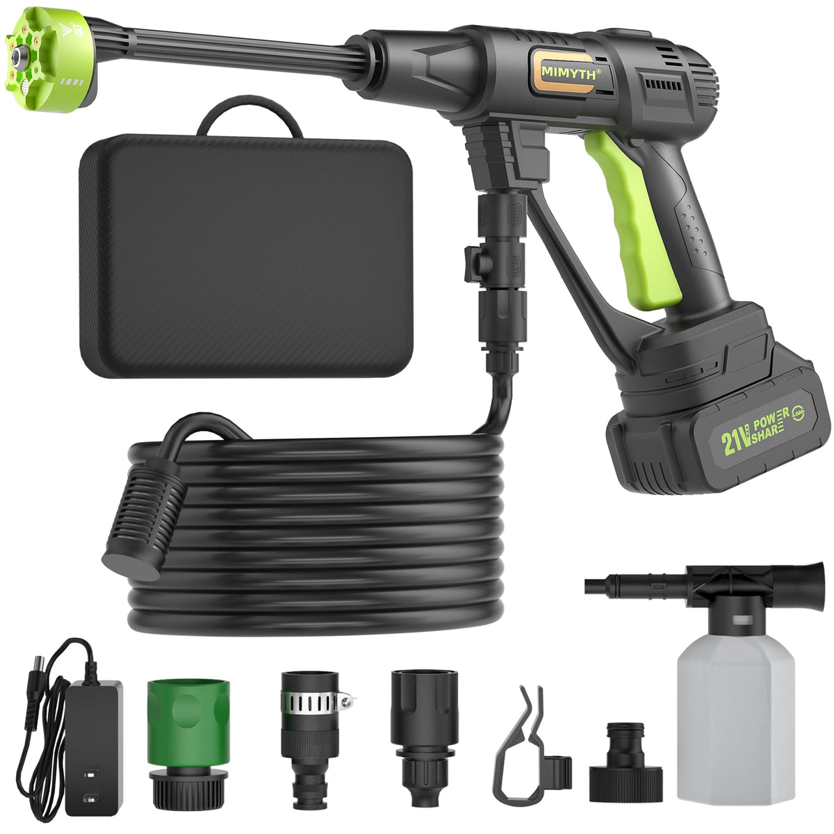 MIMYTH Cordless Pressure Washer with foam pot and 23FT hose