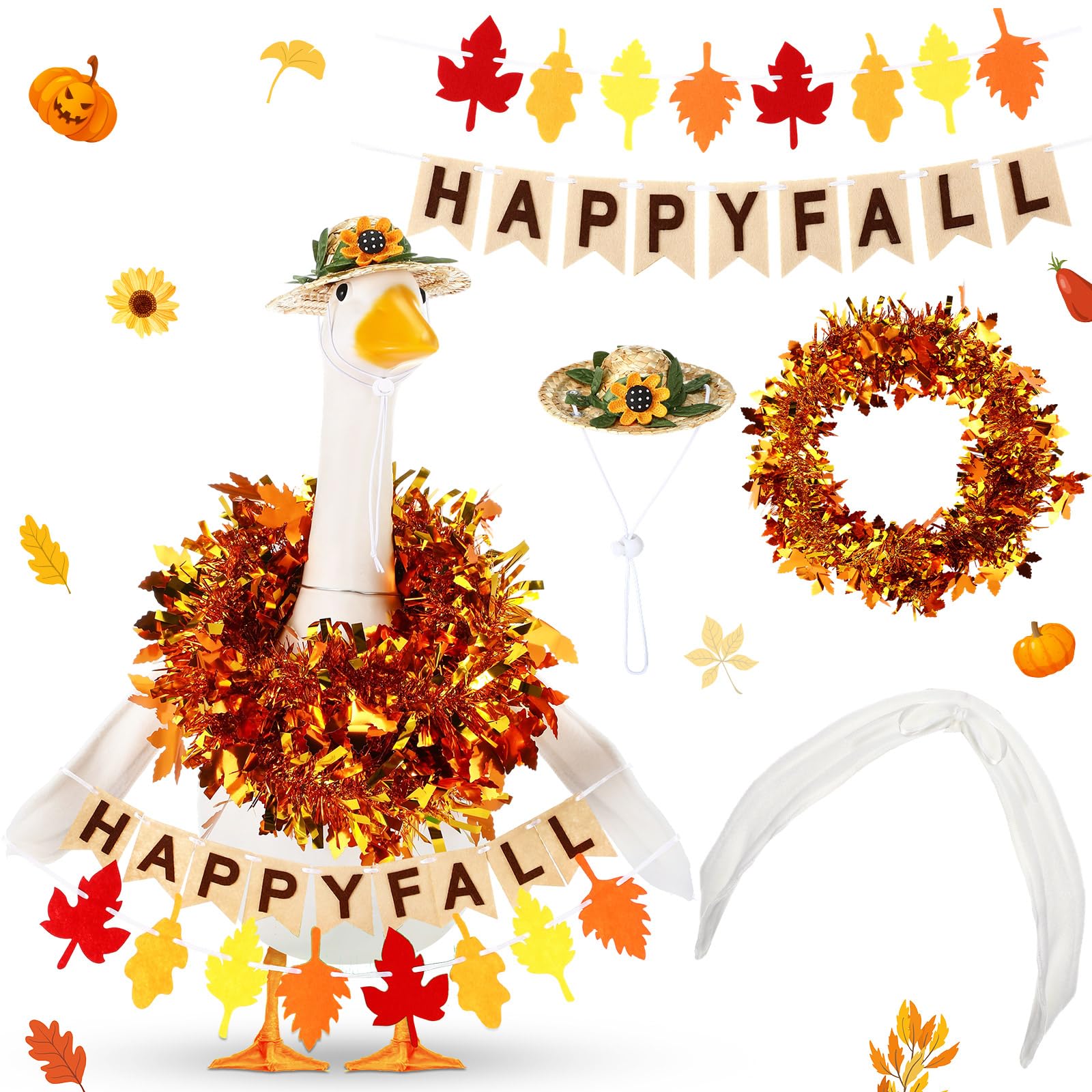 Mindsoft Fall Goose Outfit with sunflower straw hat and autumn garland