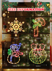 Minetom Christmas Window Lights 4 Pack featuring snowman design