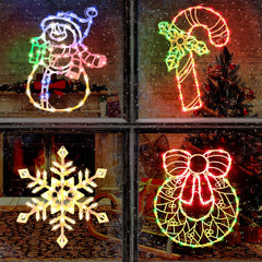 Minetom Christmas Window Lights 4 Pack featuring wreath design